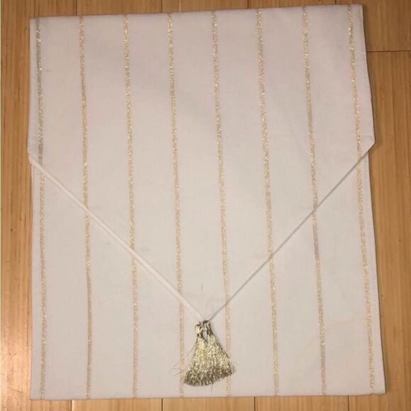 14”x60” Gold Stripe Tassel Table Runner - Picture 1 of 1